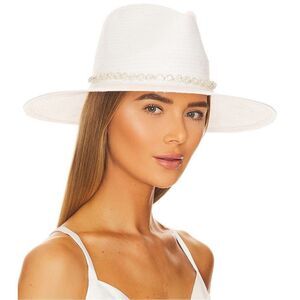 Nikki Beach Cosmos Crystal Straw Sun Hat UPF Protection Ivory One Size NEW
